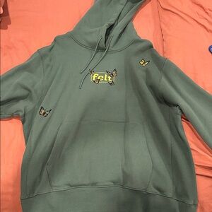 Green Hoodie with Butterfly Accents